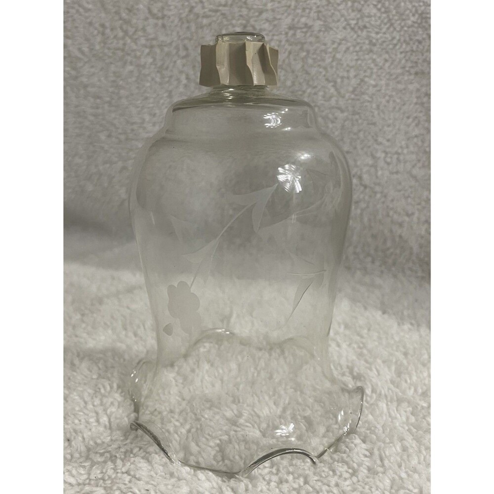 Vintage Heritage House Clear Glass Etched Votive Cup Holders 6”